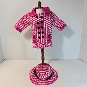 Fits 18" Dolls Pink Polka Dot Raincoat Hat Set Funrise Toy American Girl